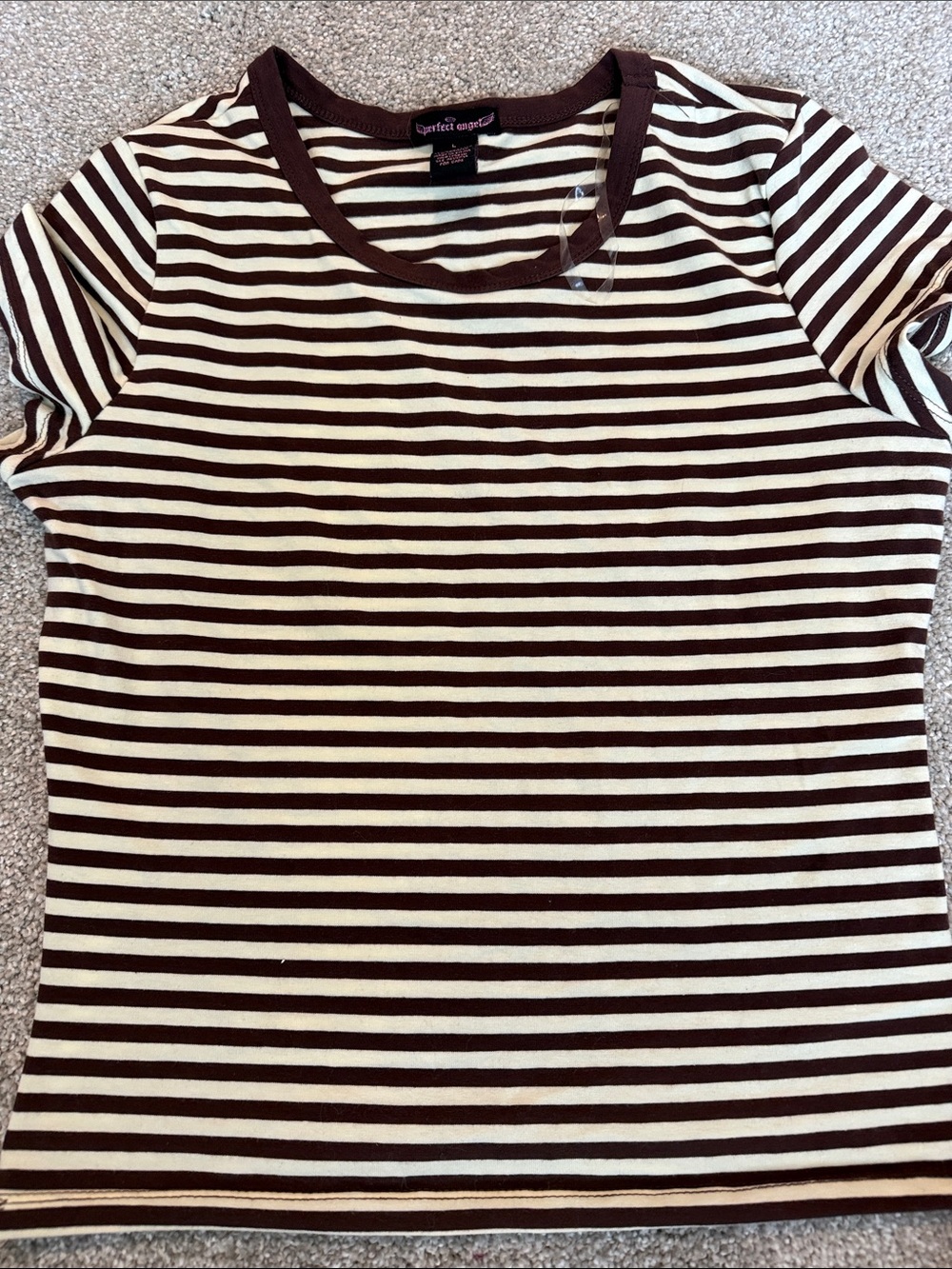 Striped Short Sleeve Tee in Brown & Cream